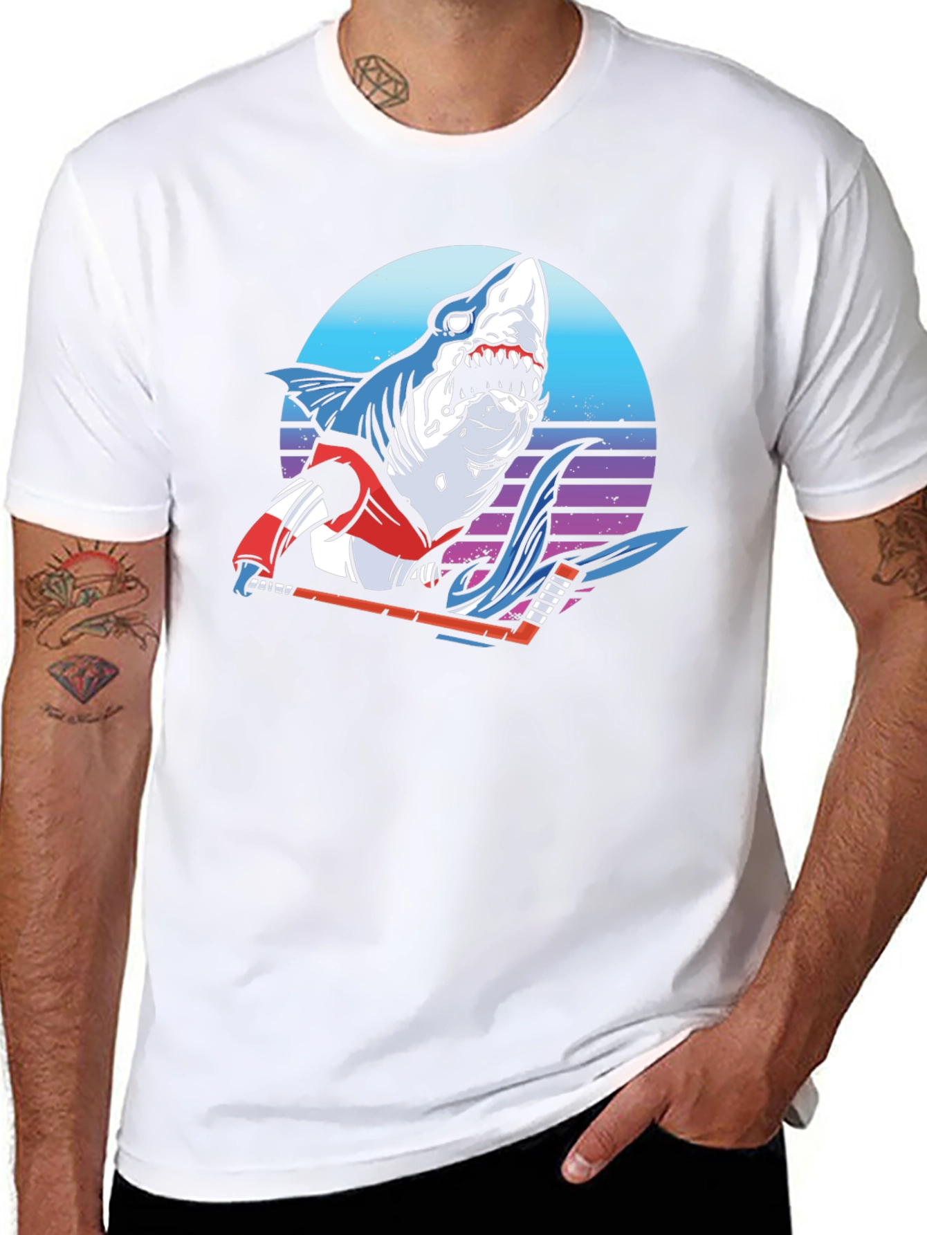Hockey Shark Graphic T-Shirt - Cool Retro Design