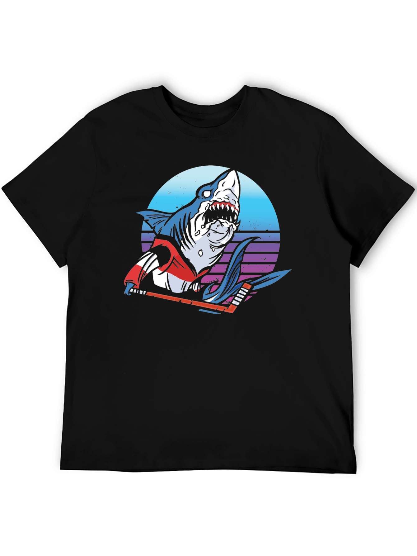 Hockey Shark Graphic T-Shirt - Cool Retro Design