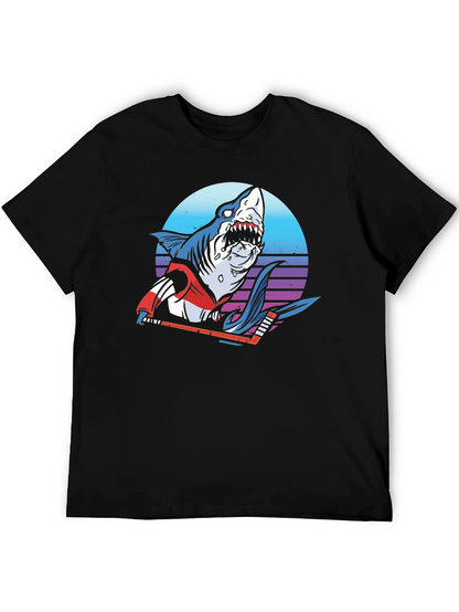 Hockey Shark Graphic T-Shirt - Cool Retro Design