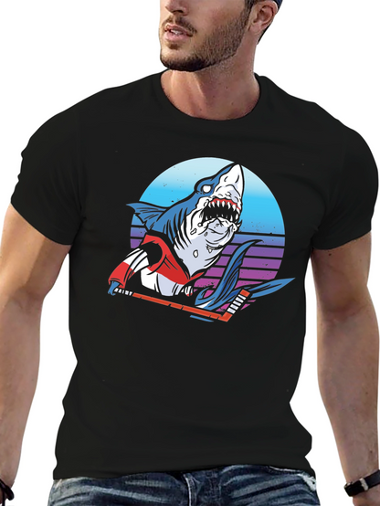 Hockey Shark Graphic T-Shirt - Cool Retro Design