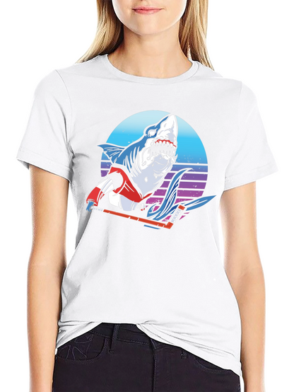 Hockey Shark Graphic T-Shirt - Cool Retro Design