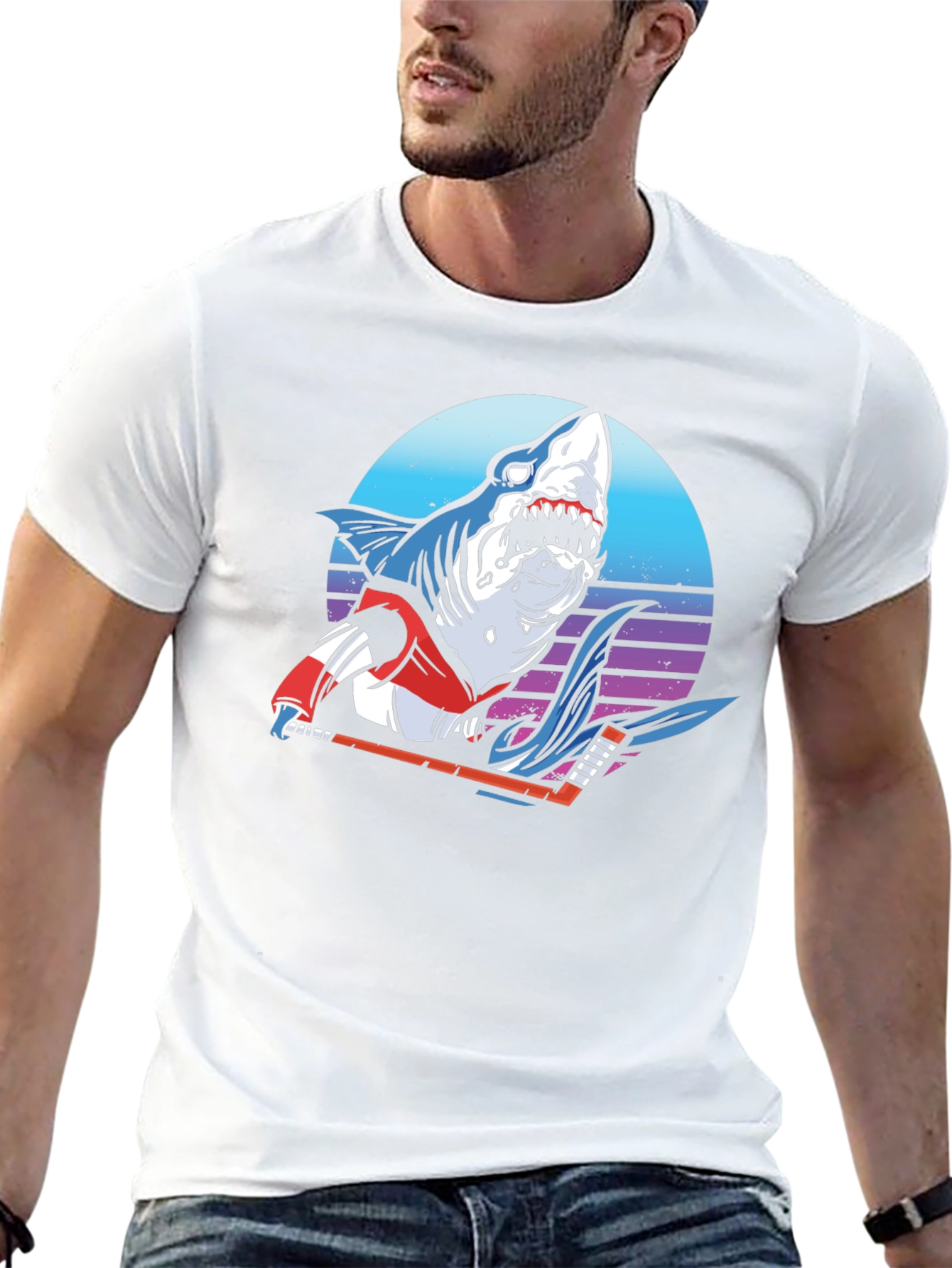 Hockey Shark Graphic T-Shirt - Cool Retro Design