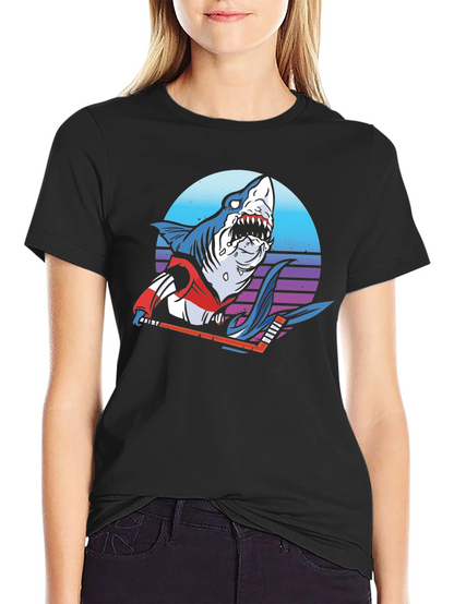 Hockey Shark Graphic T-Shirt - Cool Retro Design