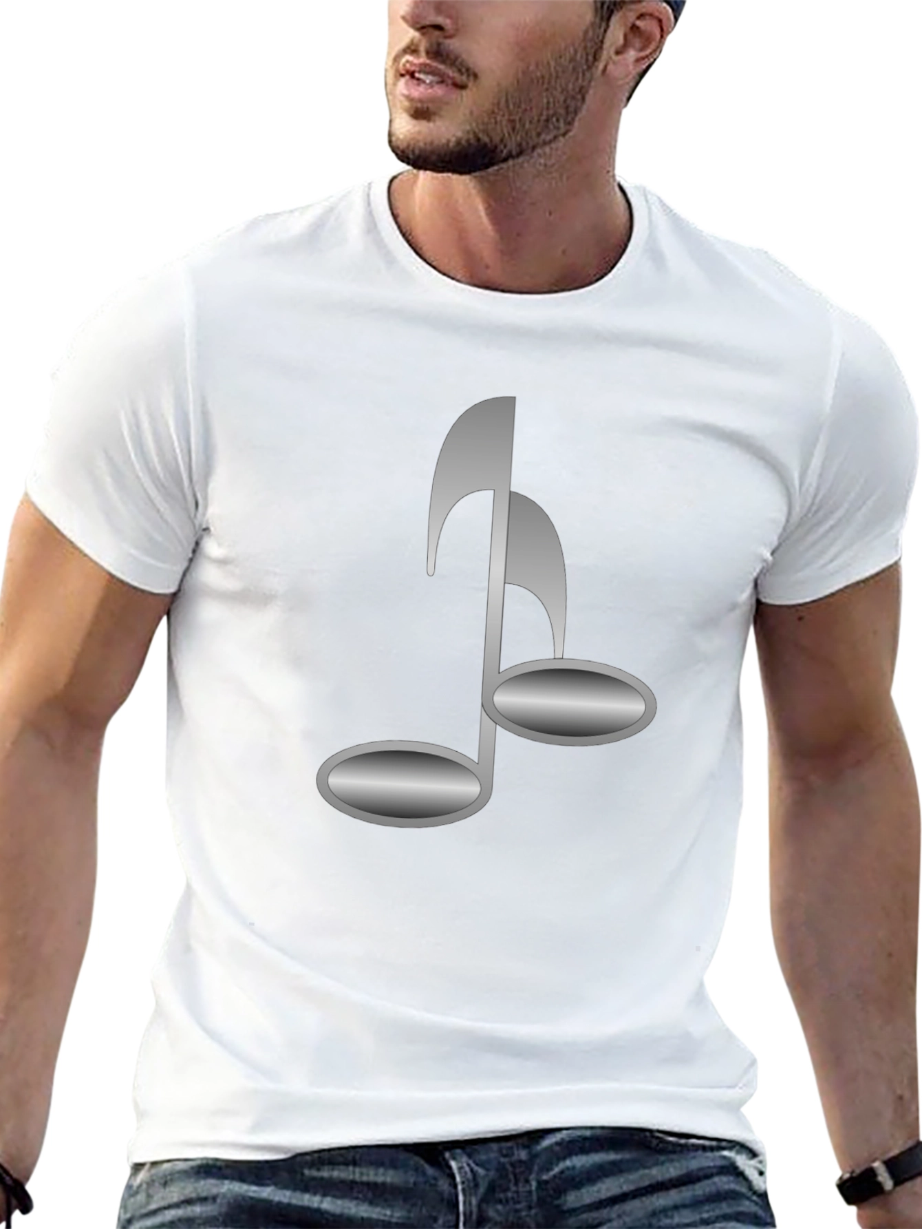 Black T-Shirt with Musical Note Design