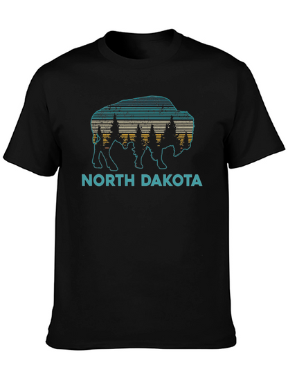 North Dakota Buffalo Retro Graphic T-Shirt