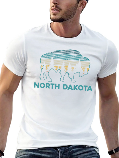 North Dakota Buffalo Retro Graphic T-Shirt