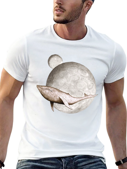 Whale Moon Graphic Tee - Mens Black T-Shirt