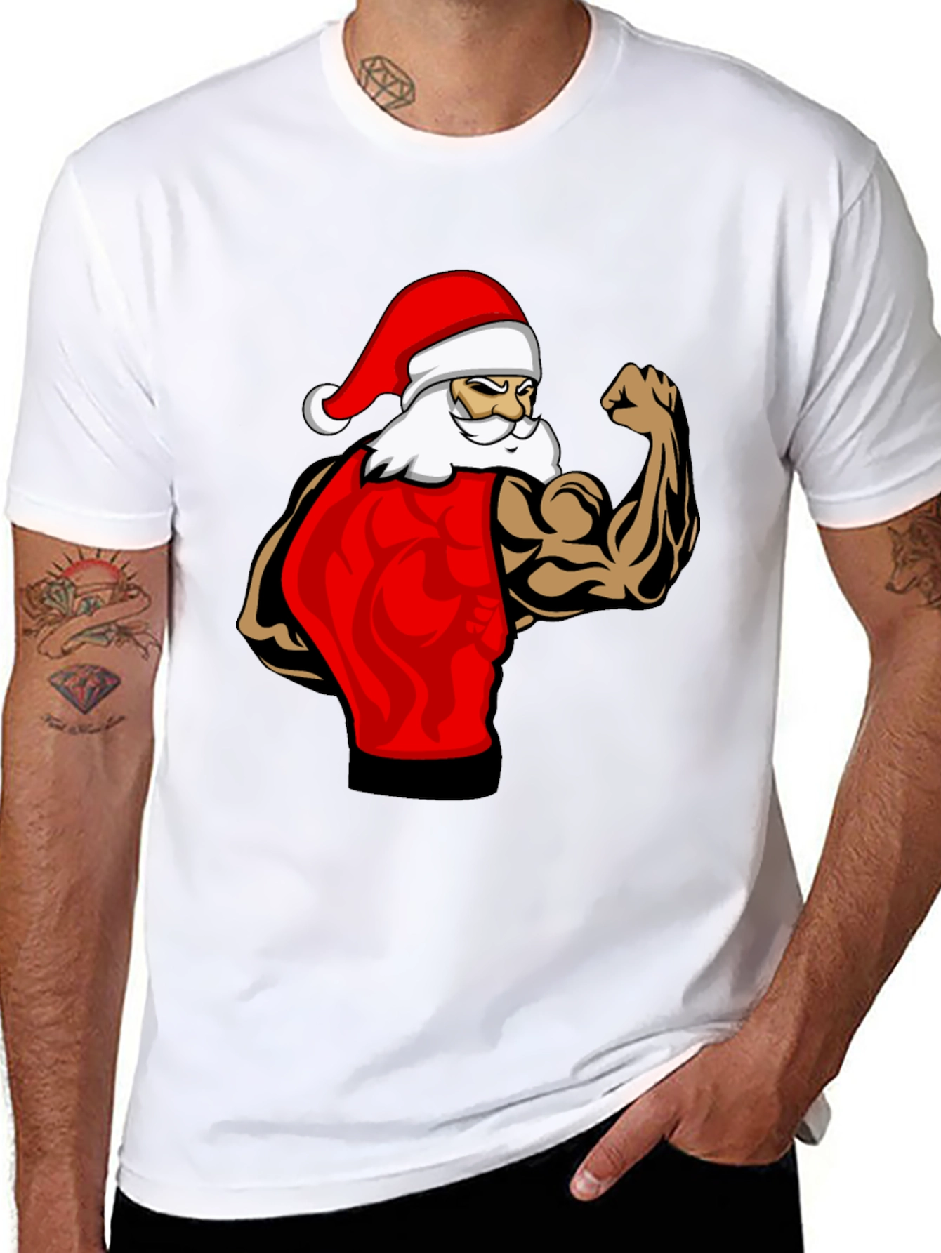 Muscle Santa Black T-Shirt