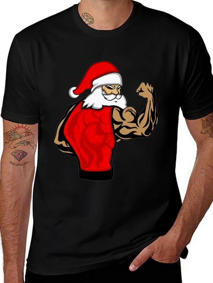 Muscle Santa Black T-Shirt