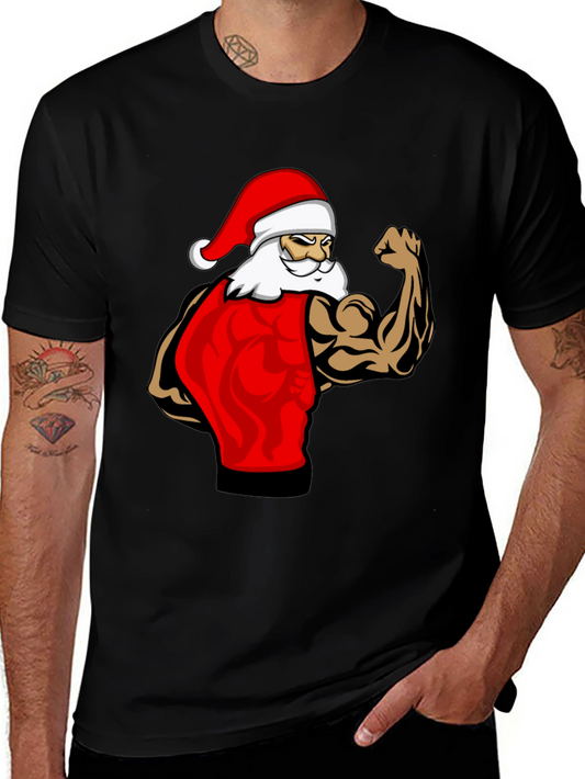 Muscle Santa Black T-Shirt