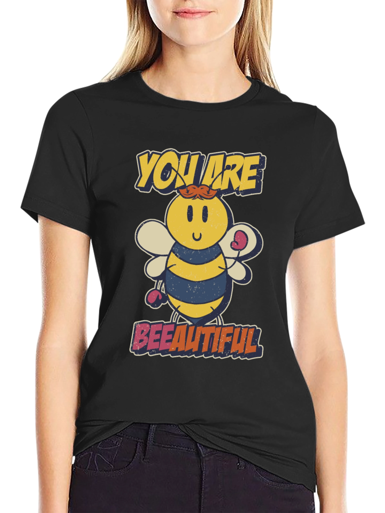 Bee-utiful Cartoon Bee Graphic T-Shirt