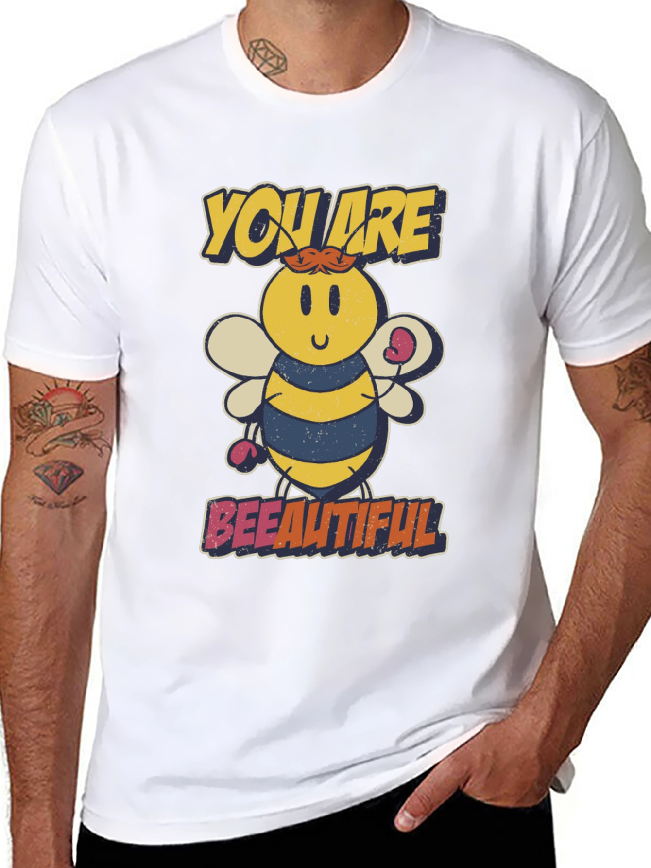 Bee-utiful Cartoon Bee Graphic T-Shirt