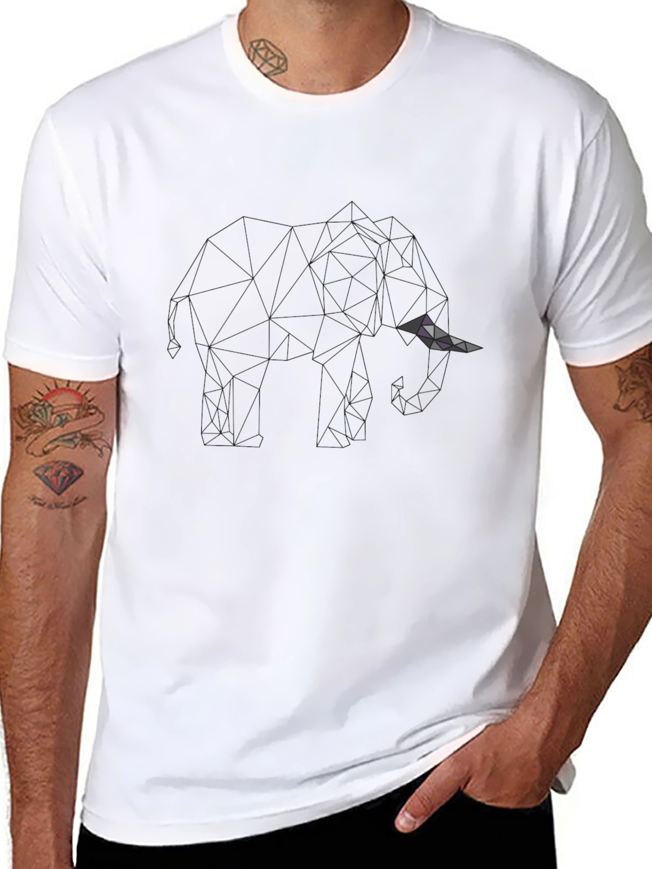 Mens Black Geometric Graphic T-Shirt