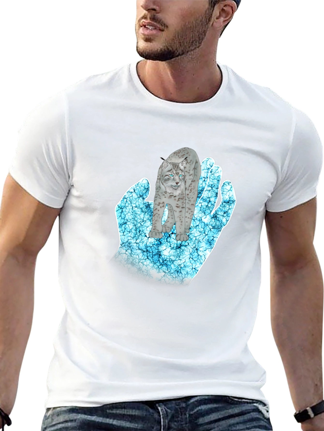 Mystical Lynx Hand Graphic T-Shirt