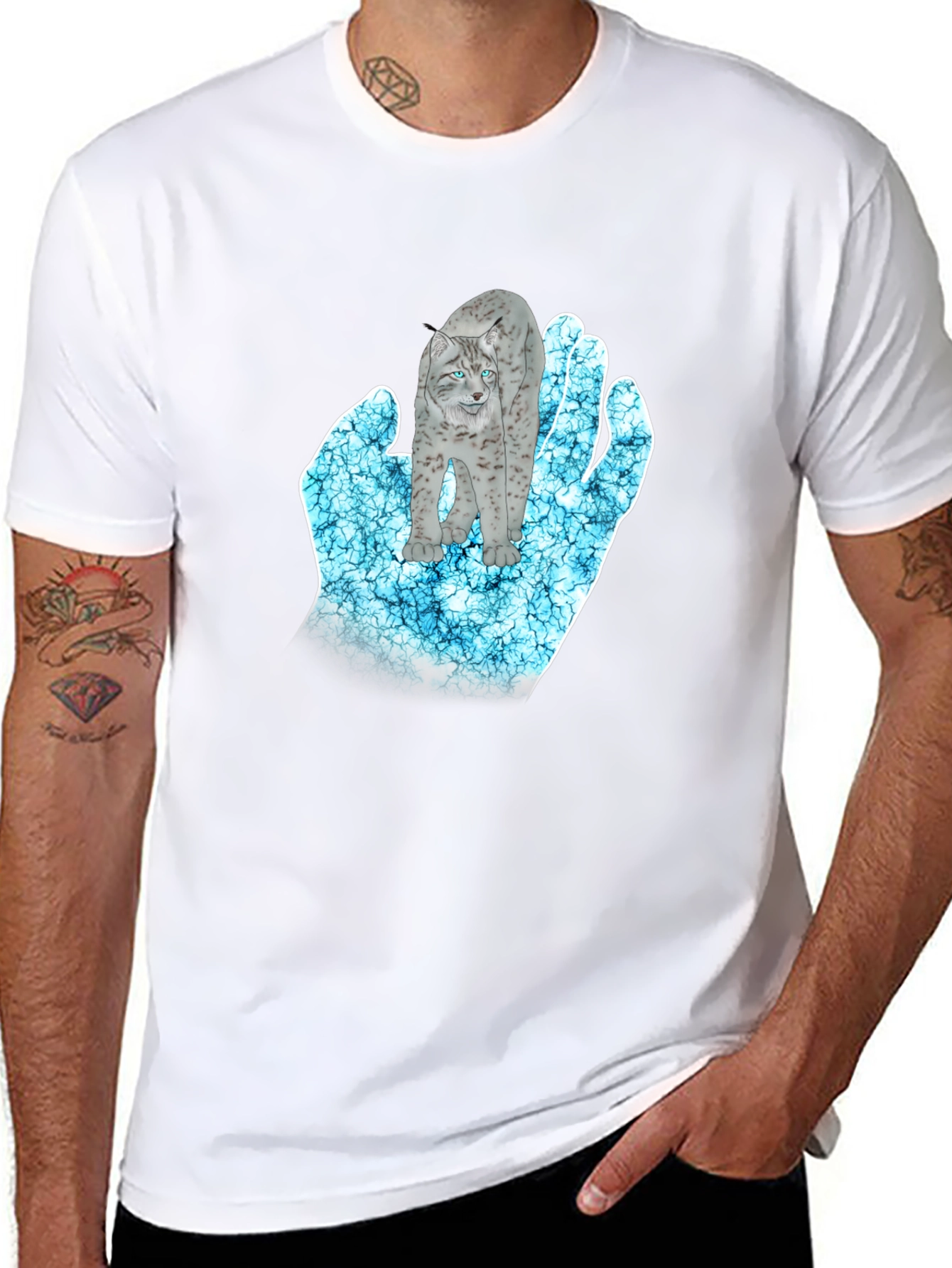 Mystical Lynx Hand Graphic T-Shirt