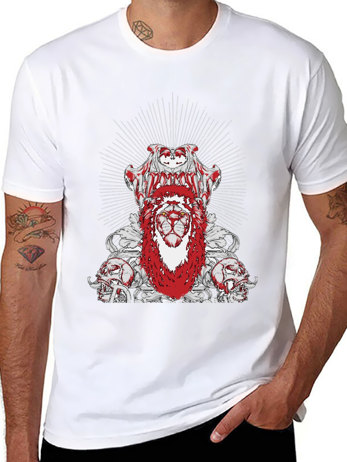 Edgy Lion Graphic Tee - Black Cotton T-Shirt