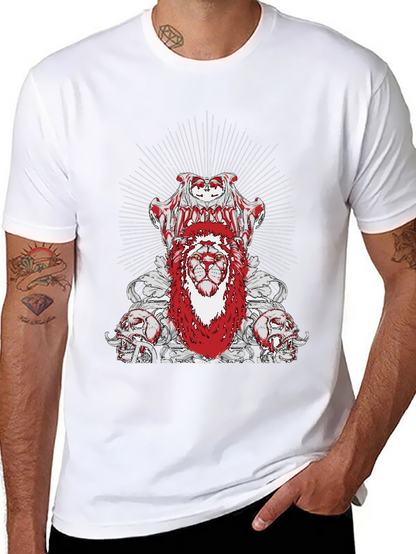 Edgy Lion Graphic Tee - Black Cotton T-Shirt