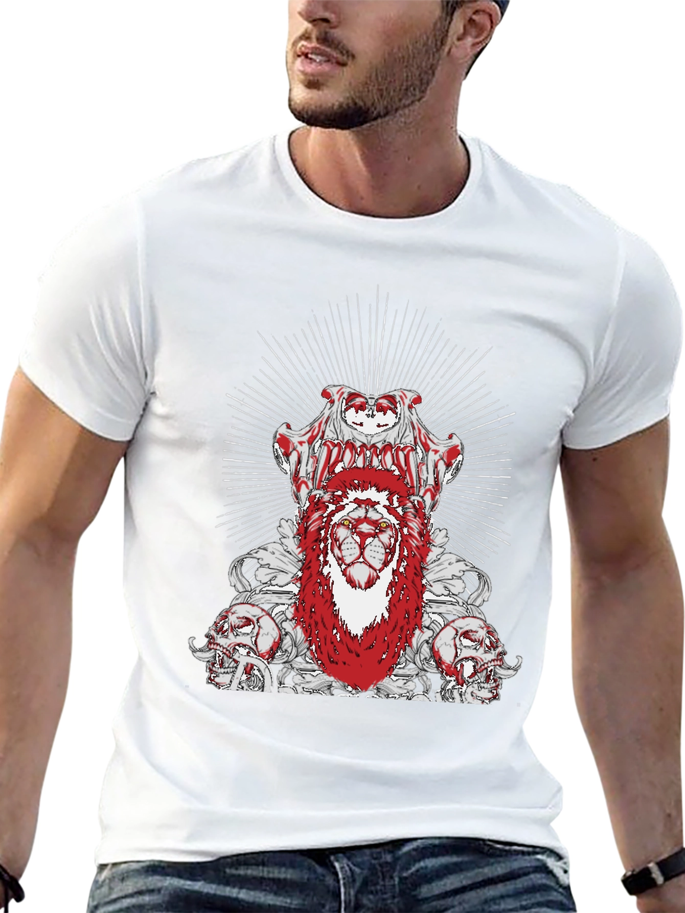 Edgy Lion Graphic Tee - Black Cotton T-Shirt