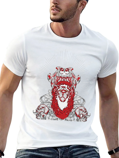 Edgy Lion Graphic Tee - Black Cotton T-Shirt