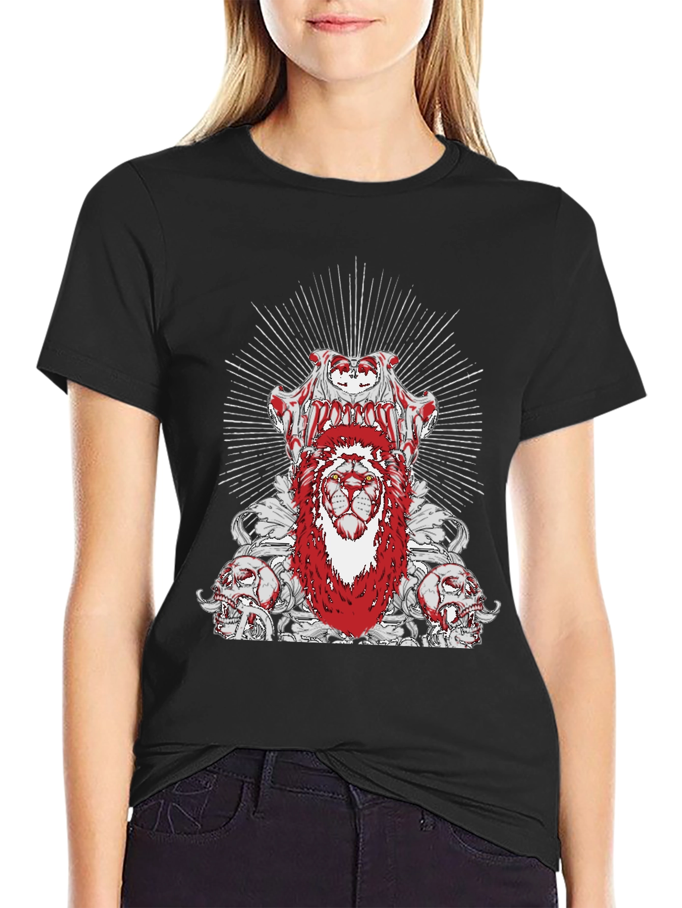 Edgy Lion Graphic Tee - Black Cotton T-Shirt