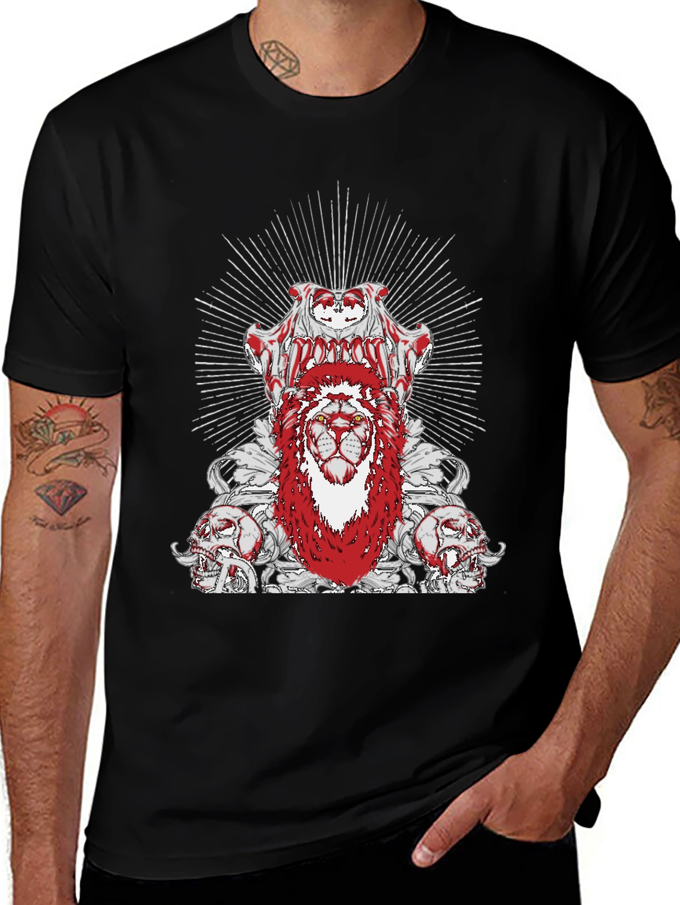 Edgy Lion Graphic Tee - Black Cotton T-Shirt