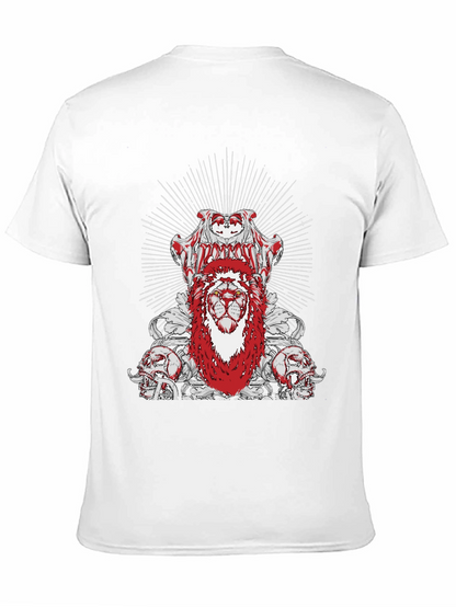 Edgy Lion Graphic Tee - Black Cotton T-Shirt