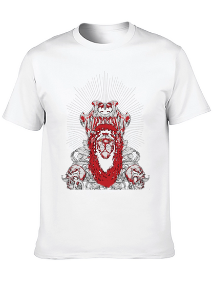 Edgy Lion Graphic Tee - Black Cotton T-Shirt