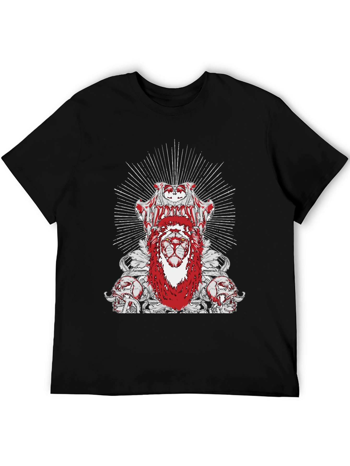 Edgy Lion Graphic Tee - Black Cotton T-Shirt