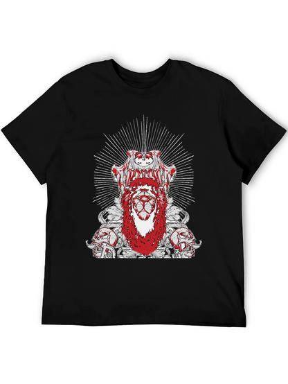 Edgy Lion Graphic Tee - Black Cotton T-Shirt