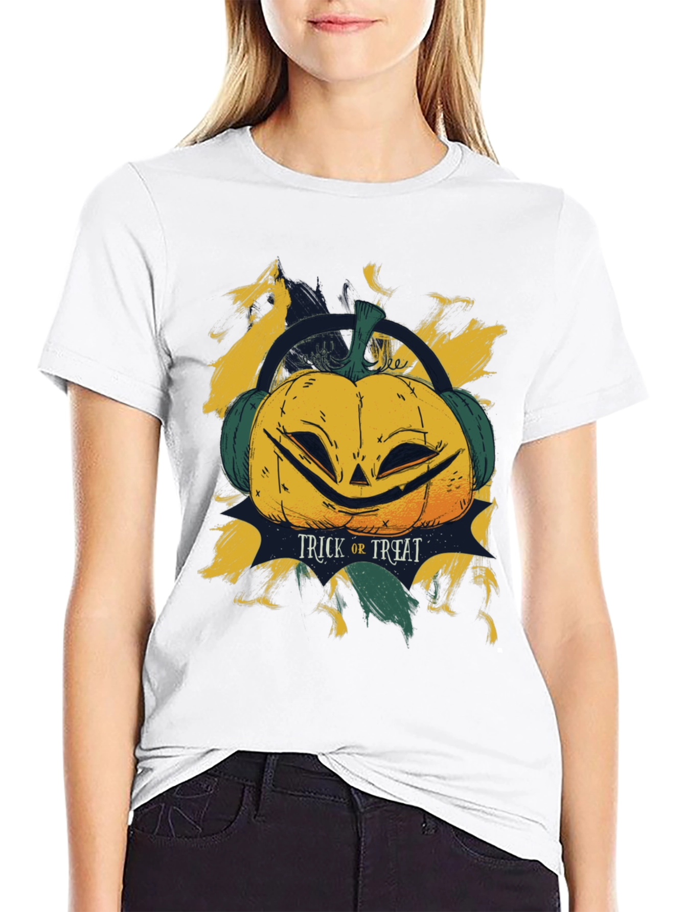 Halloween Pumpkin Headphone T-Shirt
