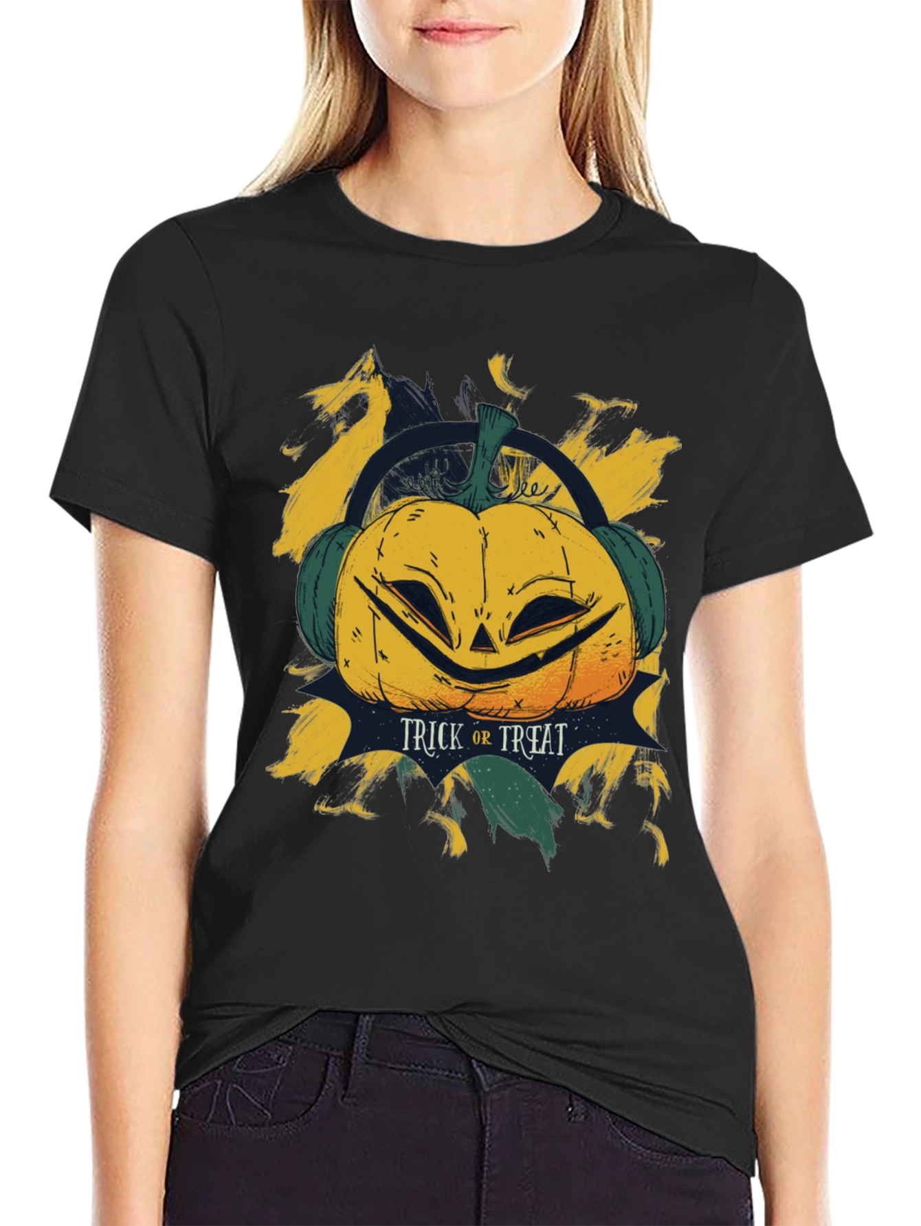 Halloween Pumpkin Headphone T-Shirt