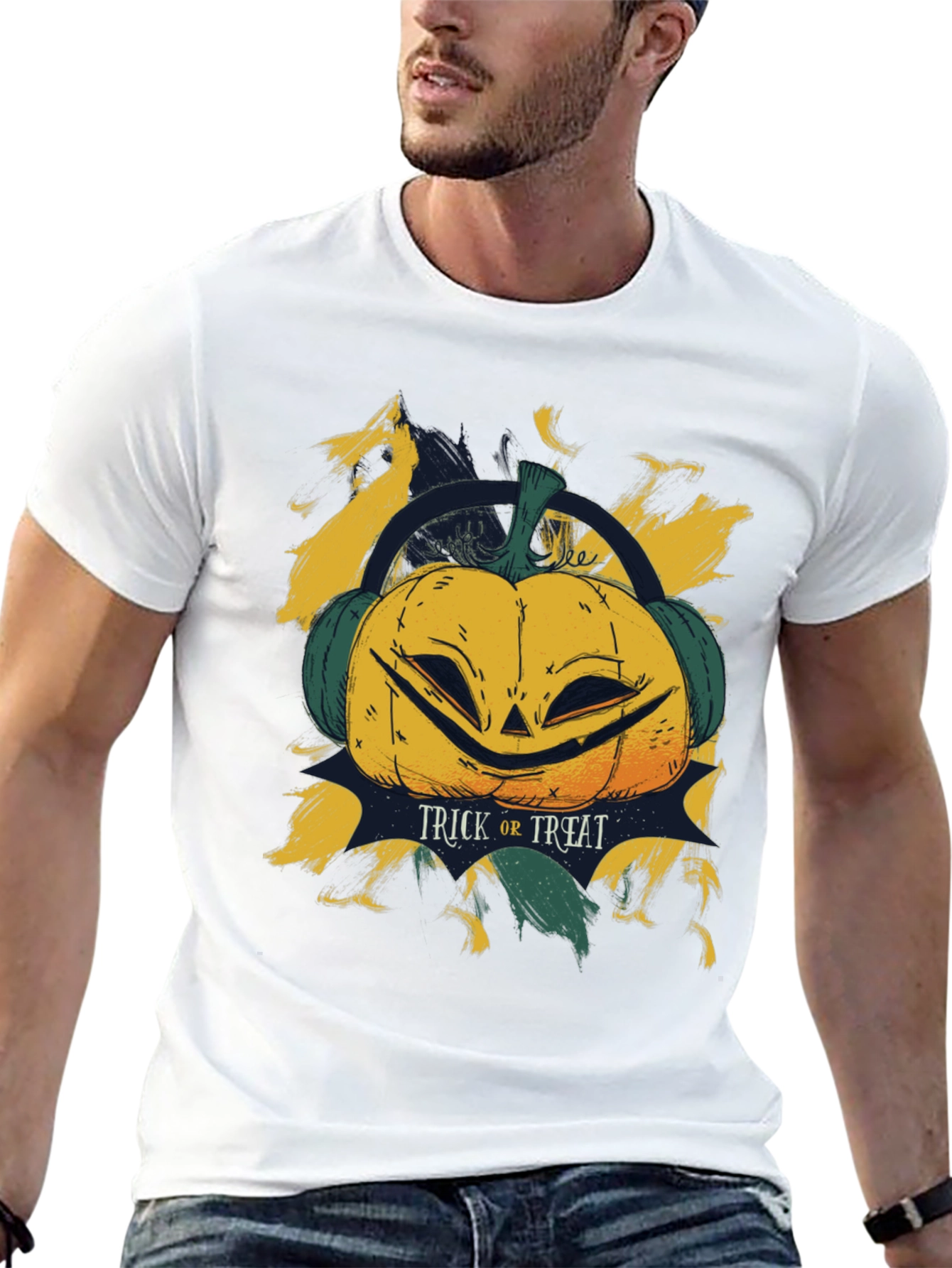 Halloween Pumpkin Headphone T-Shirt