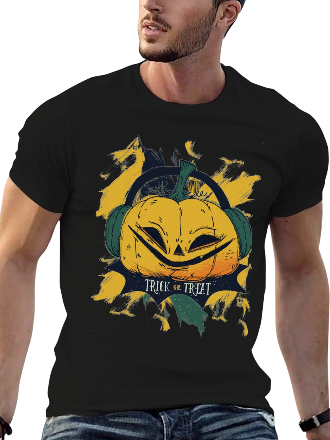 Halloween Pumpkin Headphone T-Shirt