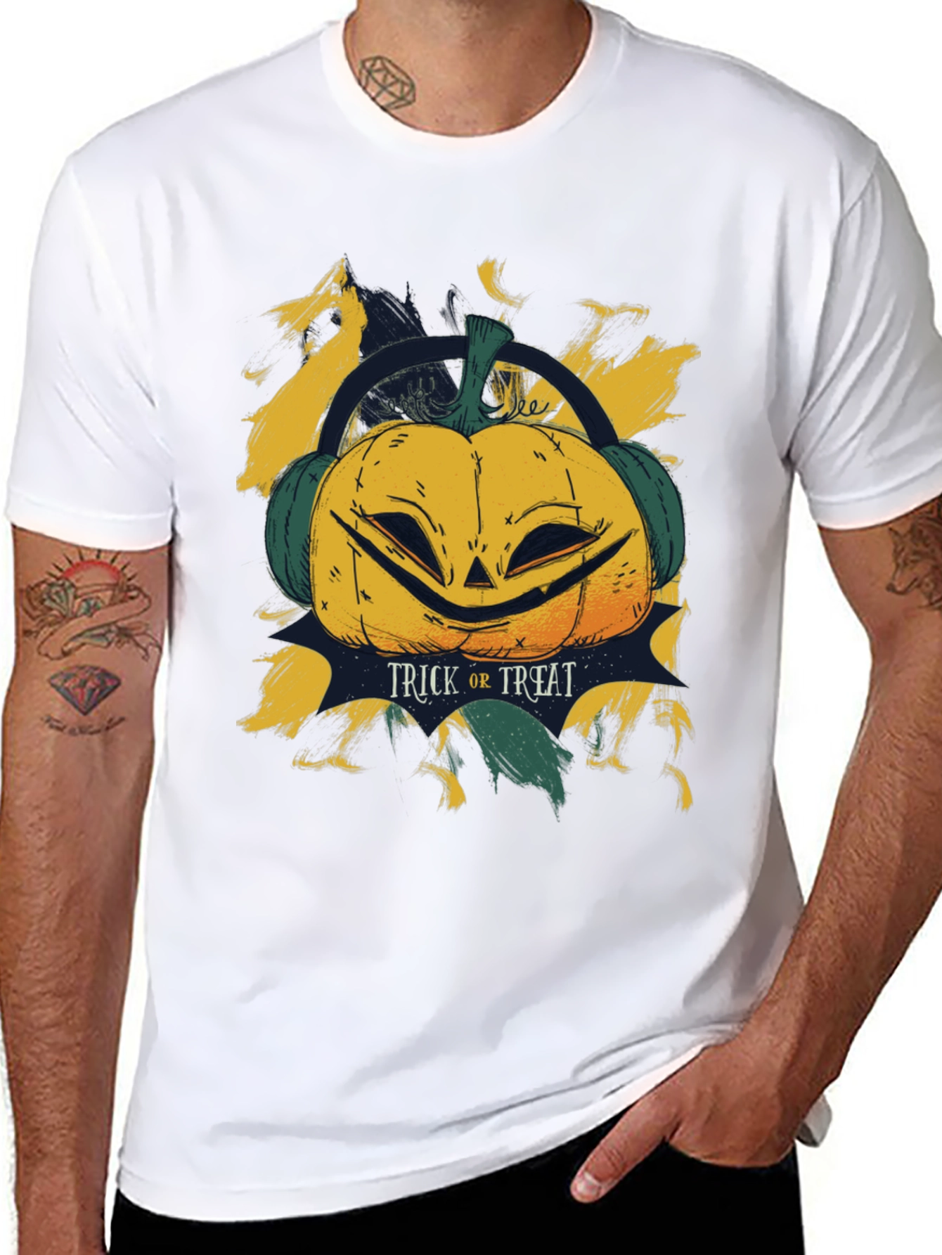 Halloween Pumpkin Headphone T-Shirt