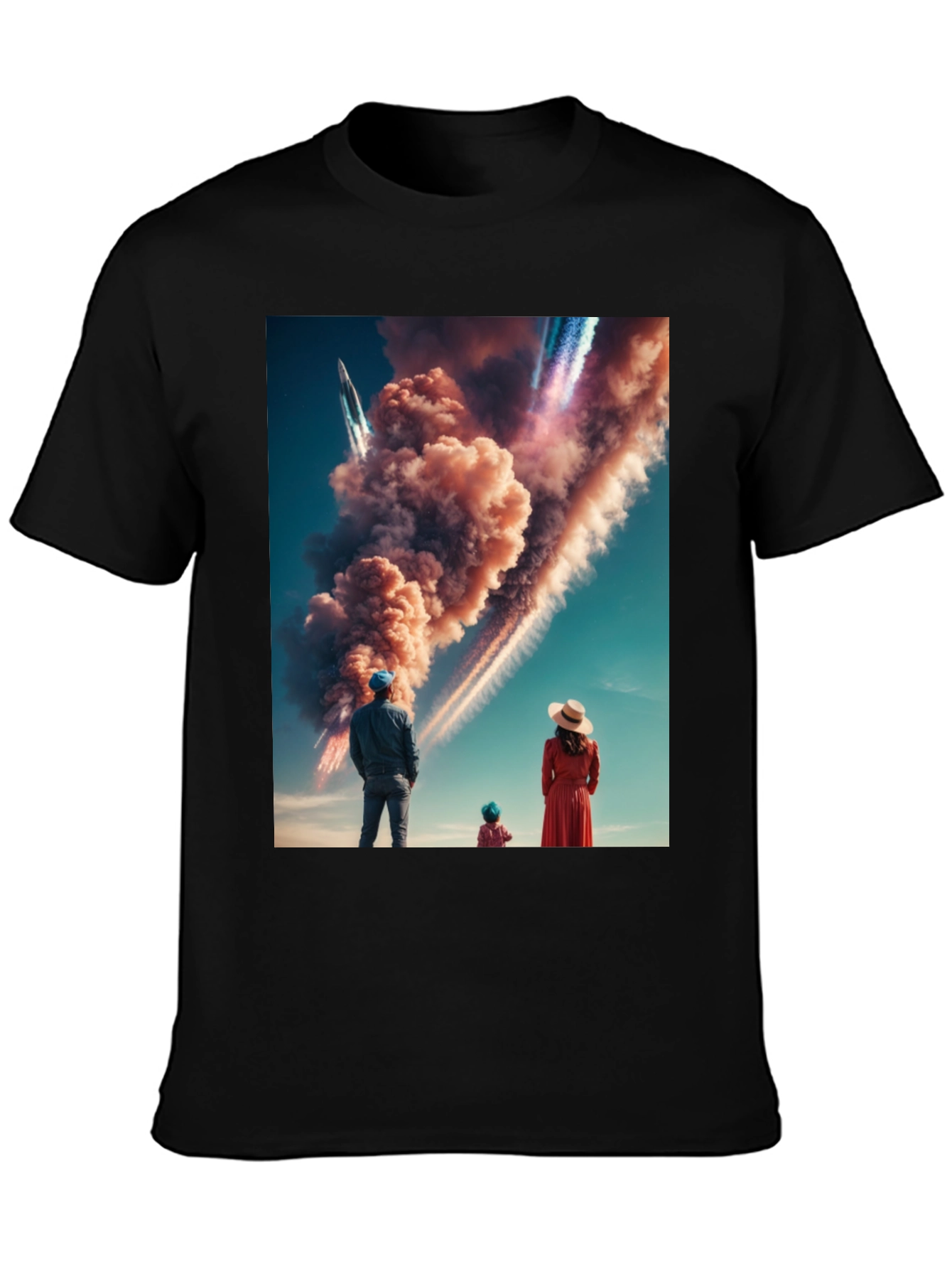 Family Watching Rocket Launch T-Shirt