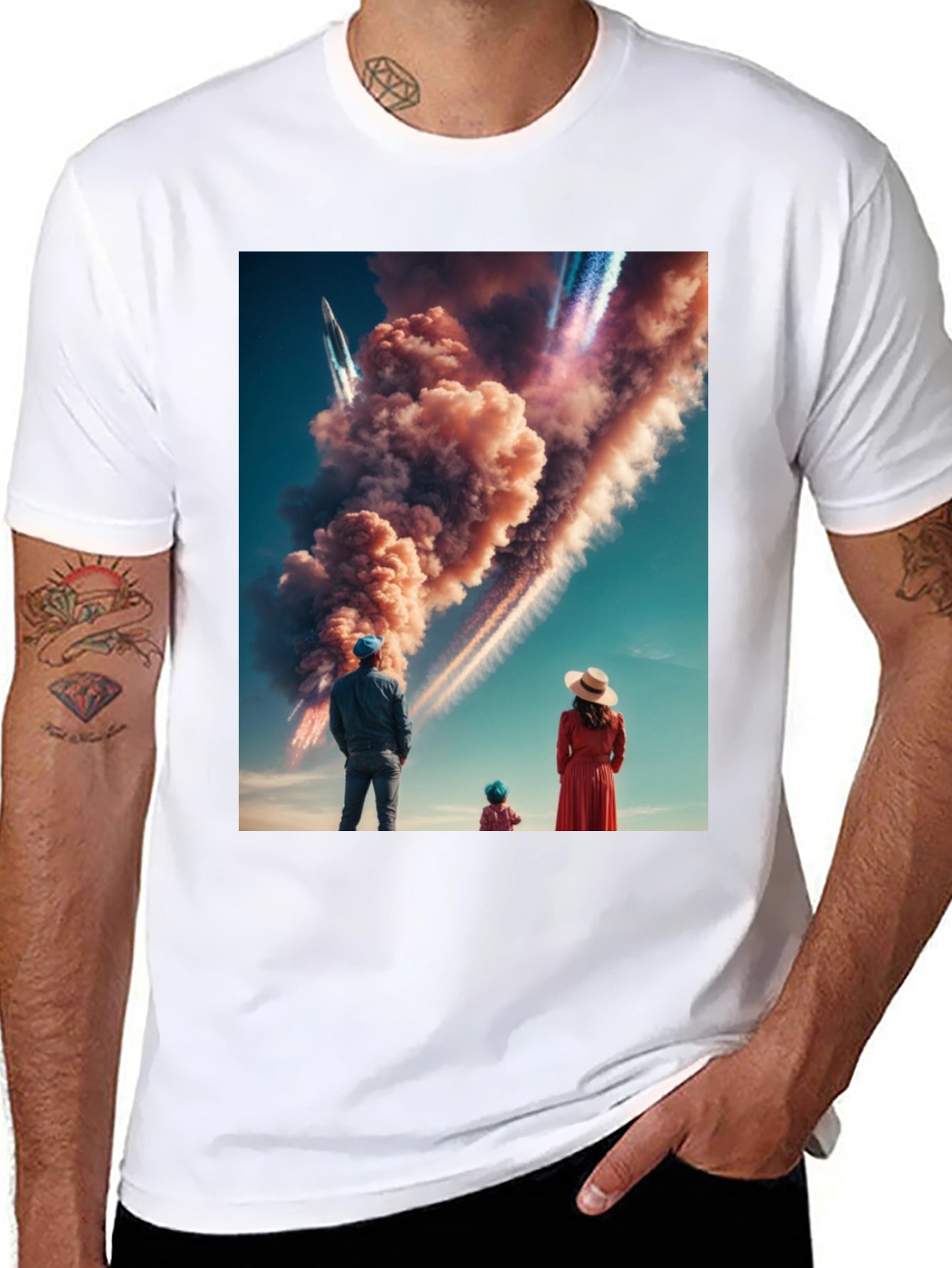 Family Watching Rocket Launch T-Shirt