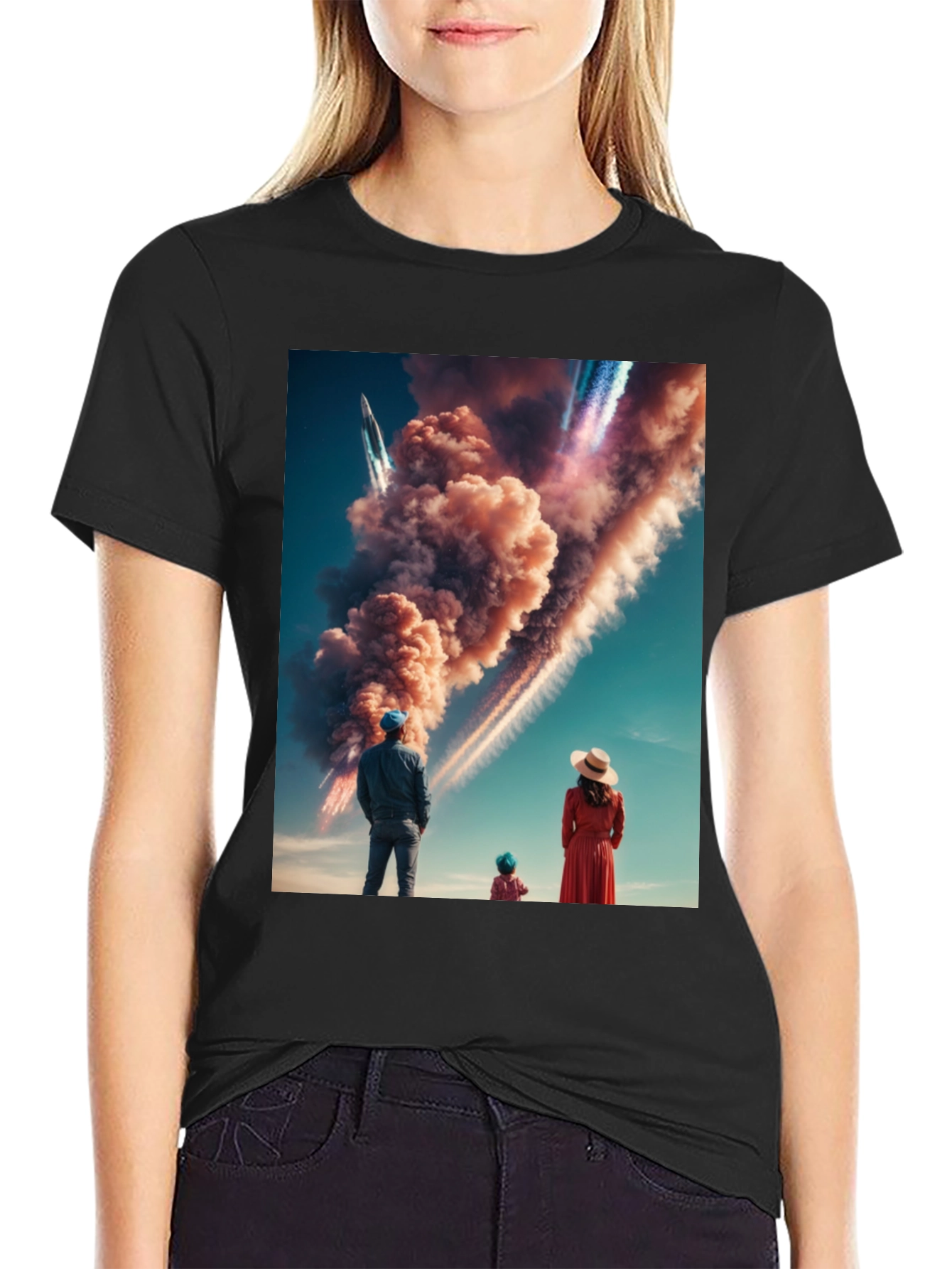 Family Watching Rocket Launch T-Shirt