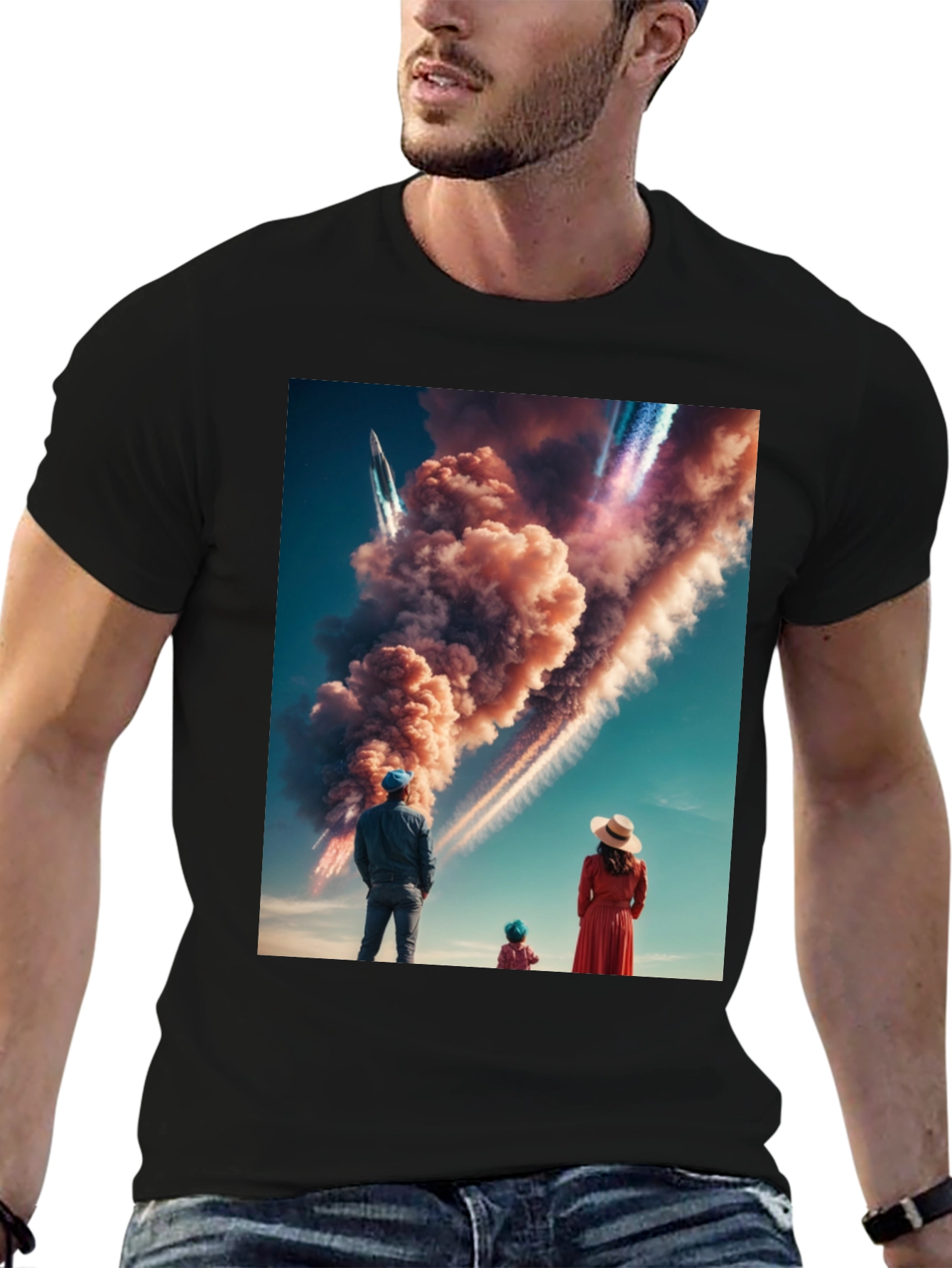 Family Watching Rocket Launch T-Shirt