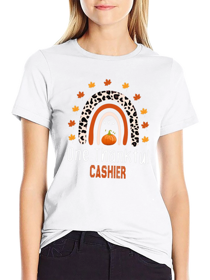 Thankful Cashier T-Shirt - Fall Rainbow Design