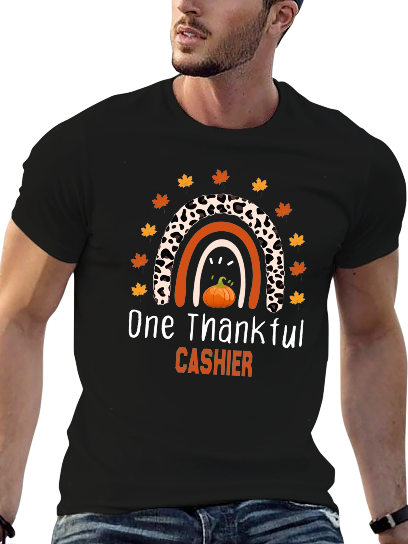 Thankful Cashier T-Shirt - Fall Rainbow Design