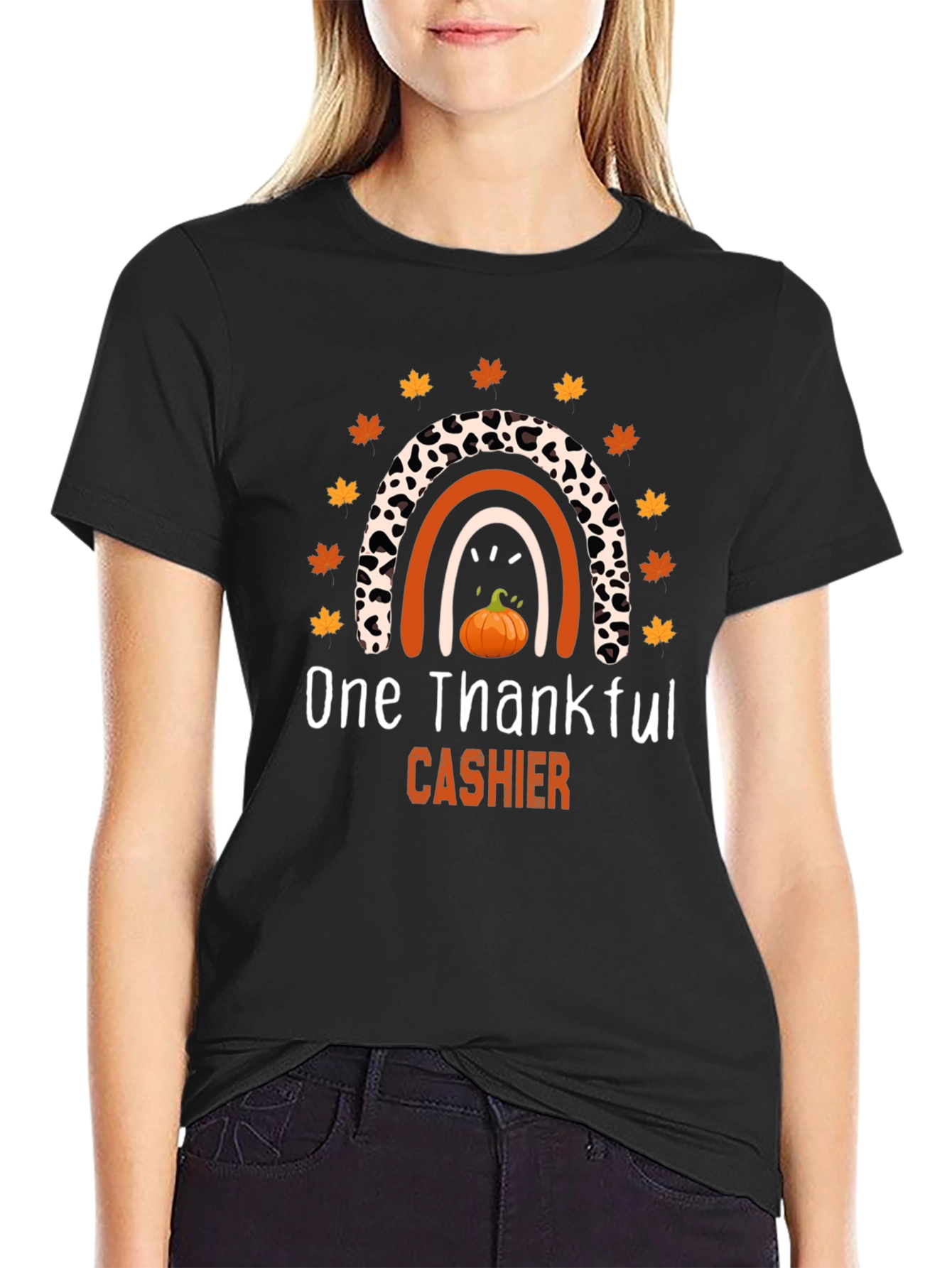 Thankful Cashier T-Shirt - Fall Rainbow Design