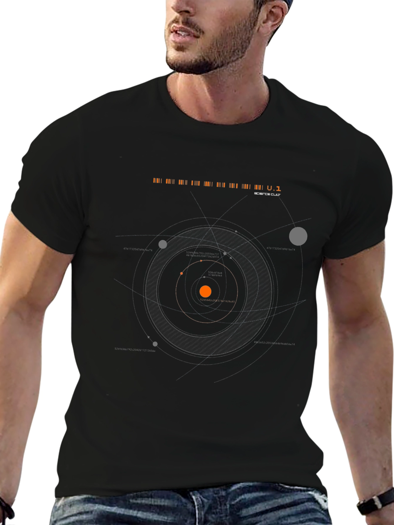 Space Orbit Black T-Shirt | Robotic Cult
