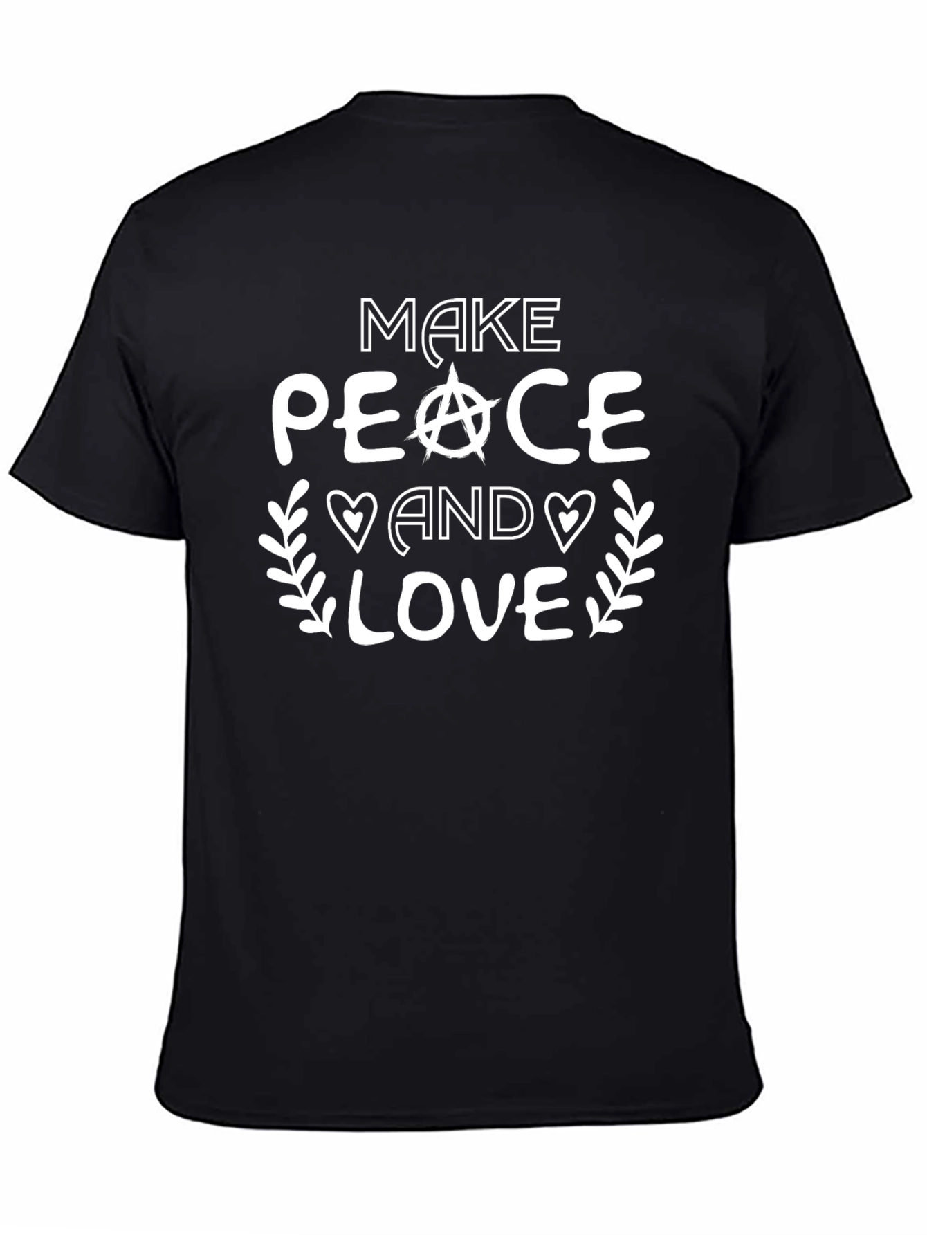 Make Peace and Love Black Graphic T-Shirt