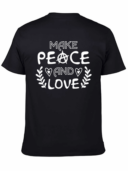 Make Peace and Love Black Graphic T-Shirt