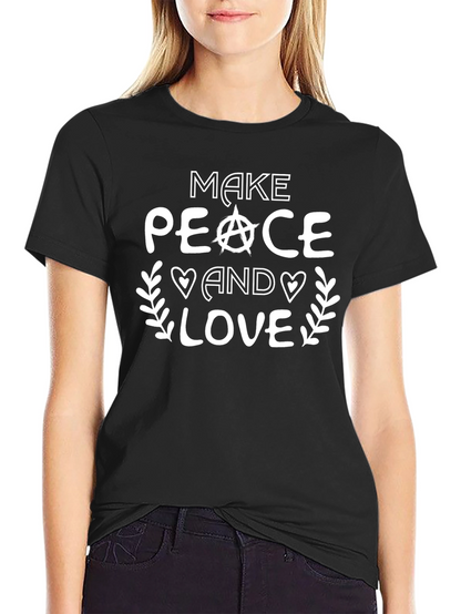 Make Peace and Love Black Graphic T-Shirt