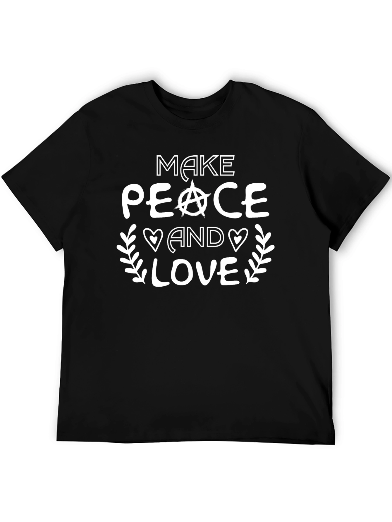 Make Peace and Love Black Graphic T-Shirt