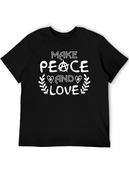 Make Peace and Love Black Graphic T-Shirt
