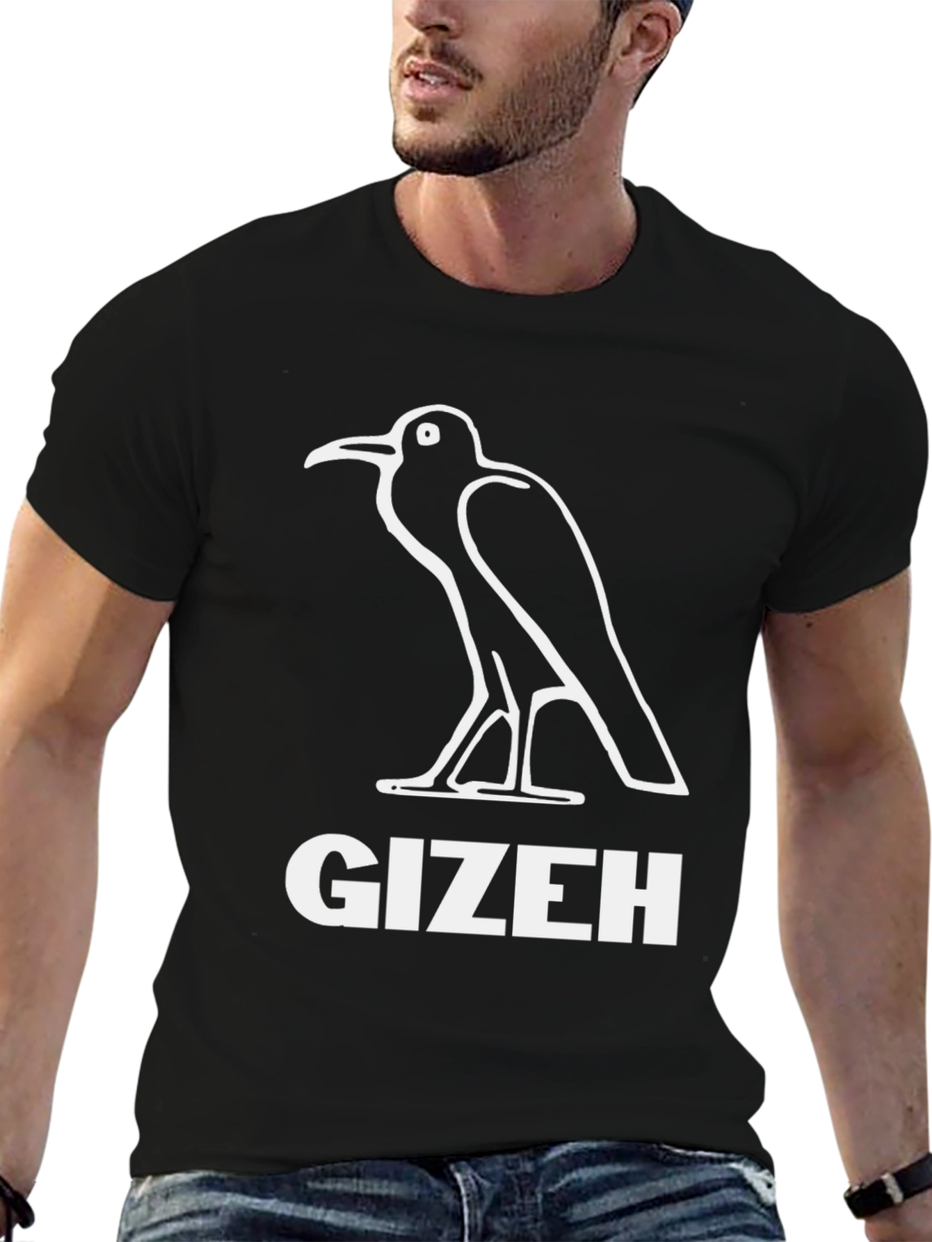 Gizeh Bird Graphic Tee - Black Cotton T-Shirt