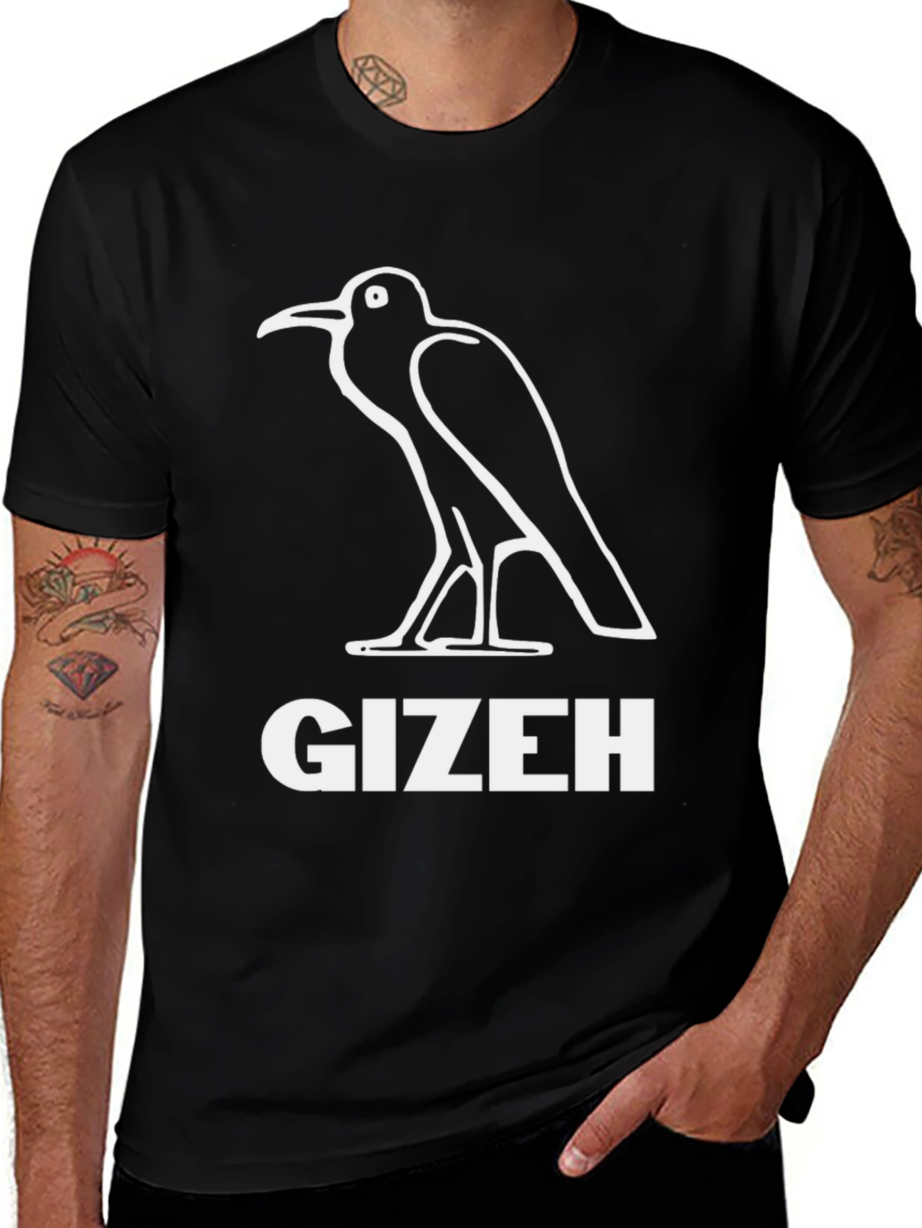 Gizeh Bird Graphic Tee - Black Cotton T-Shirt