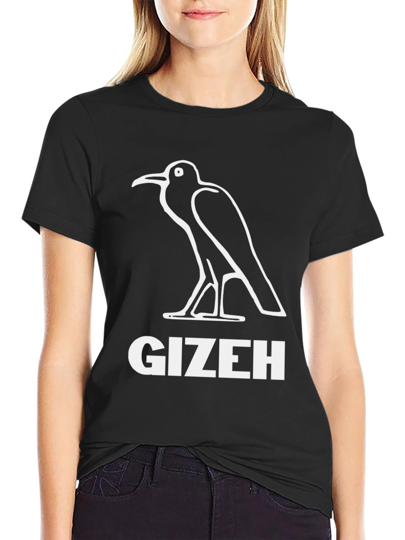 Gizeh Bird Graphic Tee - Black Cotton T-Shirt